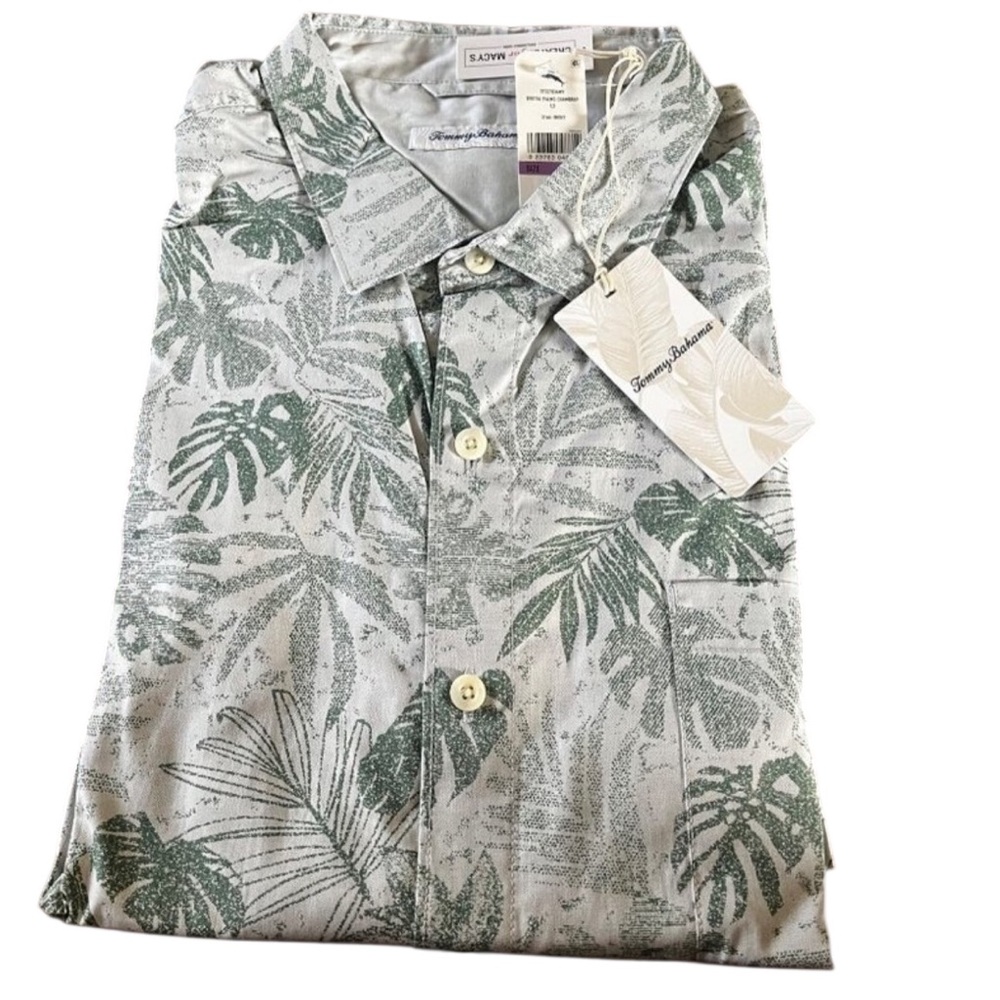 Nwt Tommmy Bahama DIGITAL PALMS CHAMBRAY long sleeve shirt sz 2XL